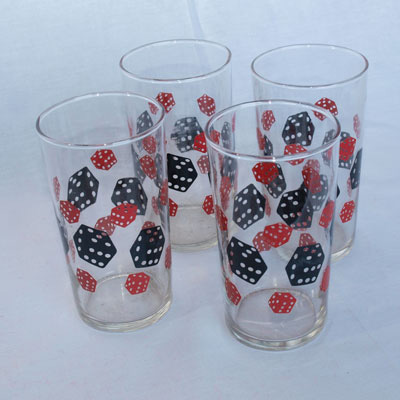 BLACK AND RED DICE TUMBLERS